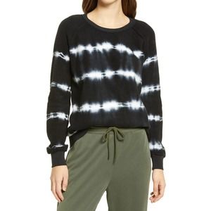 Everleigh Tie Dye Pullover Sweatshirt Crew in Black White Nordstrom